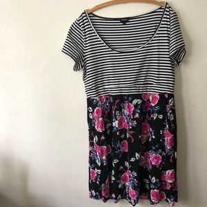 Torrid Black And White Stripped Floral Dress